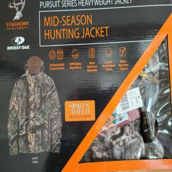 Sports Afield Staghorn River Weatherproof Hunting Jacket LARGE Mossy Oak Coat