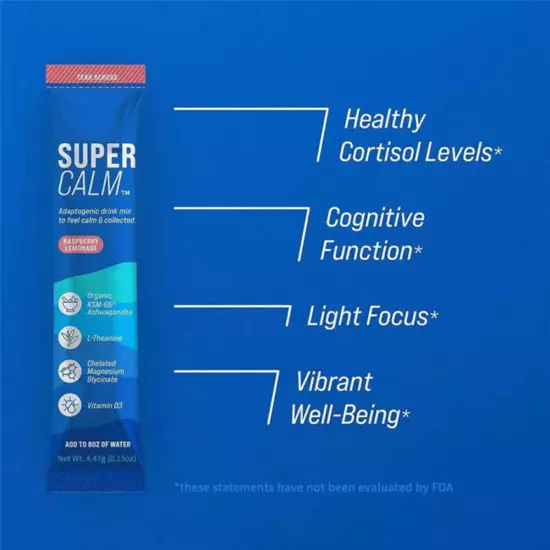 Supercalm Powdered Drink Mix Supplements for Relaxation & Focus No Sugar Non GMO