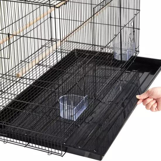 30'' Length Flight Bird Cage Extra Space W/ Slide-Out Tray & Wood Perches for Sm