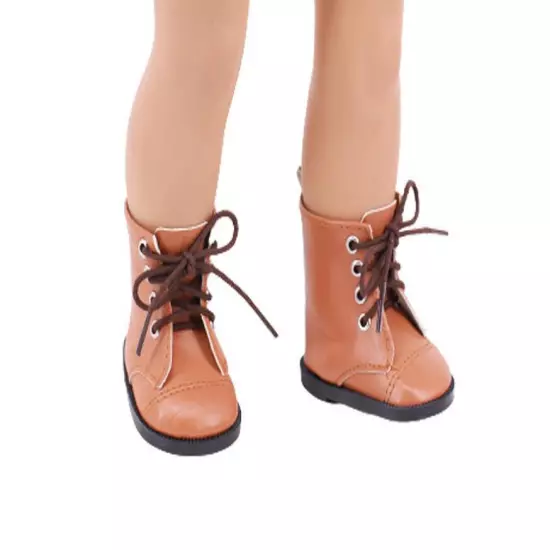 Brown tie boots made for 18'' American gilr doll shoes footwear