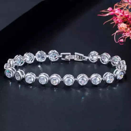 10Ct Round Cut Lab Created Diamond Bracelet in 14K White Gold Plated