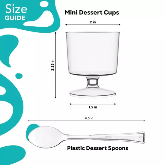 Mini Dessert Cups With Spoons 200 Pcs I Serves 100 I Disposable Mini Plastic ...