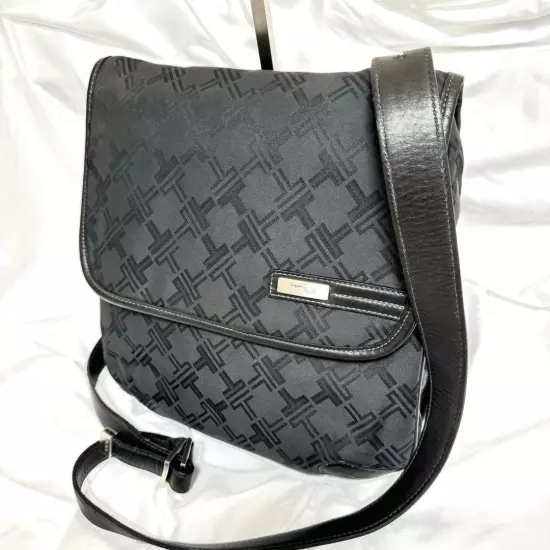 Rare Item Tumi Shoulder Bag All Over Pattern Nylon Leather Black