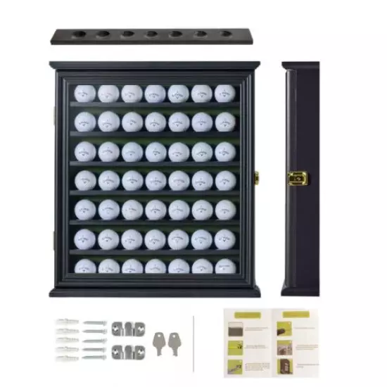 49 Golf Ball Display Case Cabinet Wall Rack Holder w/ 98% UV Protection Lockable