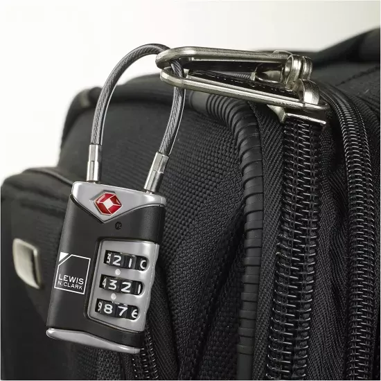 TSA Approved Luggage Lock + Steel Cable for Suitcase, Carry On, Backpack, Laptop