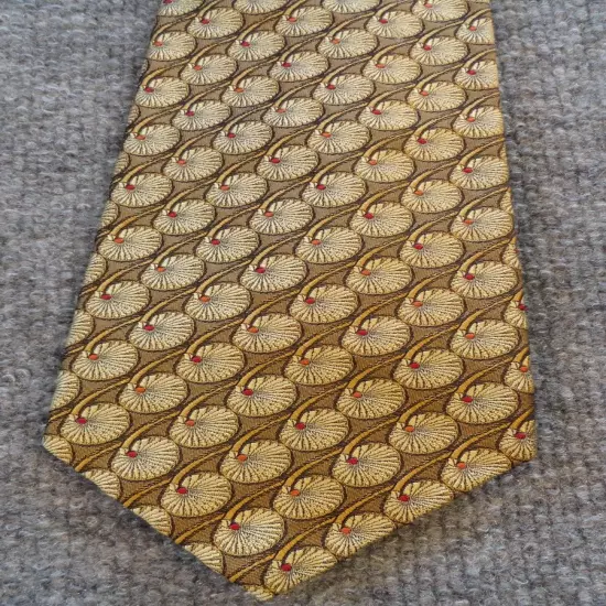 Robert Talbott Best of Class Tie Men's Silk Gold w/Unique Design 58 x 4