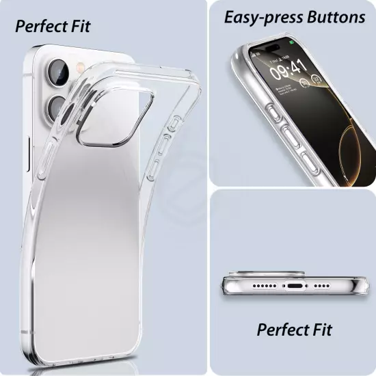 iPhone 16 Pro Max Plus CasePremium Slim Soft Crystal Clear Shockproof For Apple