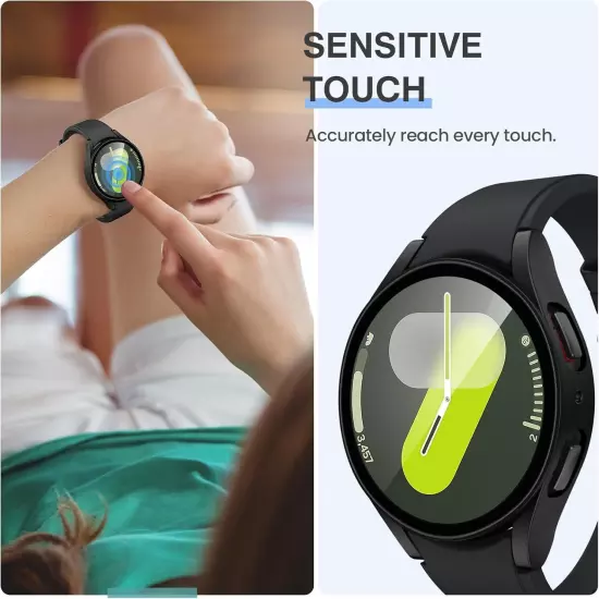 For Samsung Galaxy Watch 7 6 5 4 Tempered Glass Protector Screen Case Full Cover