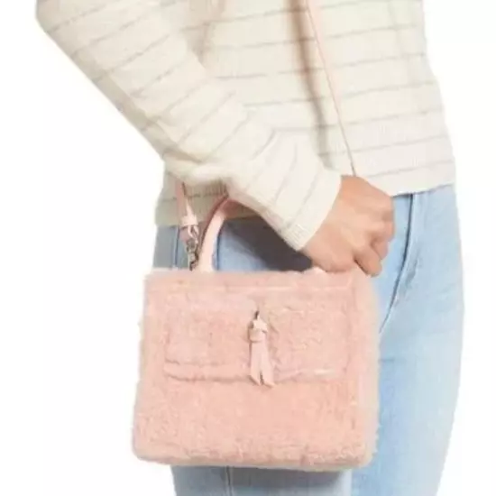 NWT Brandon Blackwood Kuei Baby Pink Shearling Crossbody Bag Leather Mini