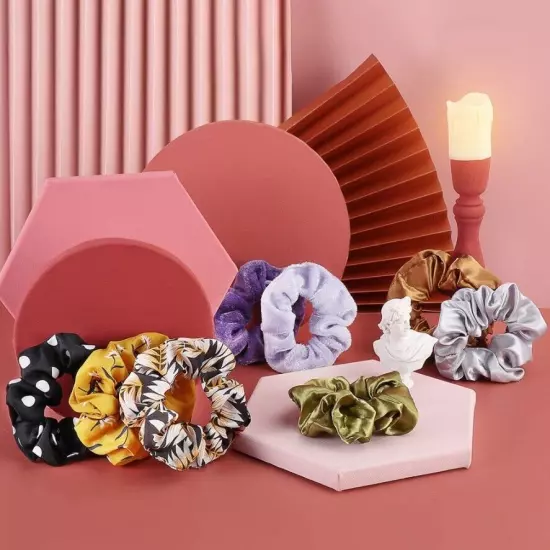 65 Pack Hair Scrunchies Velvet Ponytail Holder Elastic Ties Band Satin Chiffon