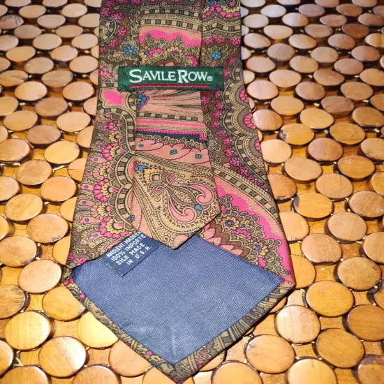 Vintage Savile Row Brown & Pink Paisley Silk Tie Funky Hippy Teacher Made in USA