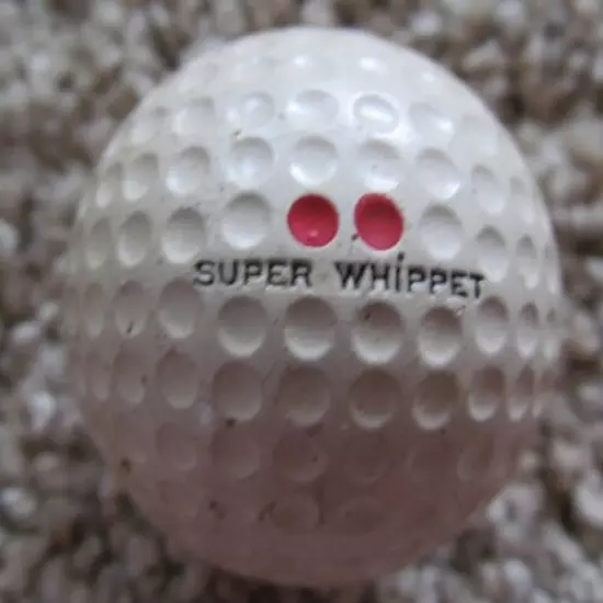 VINTAGE DOUBLE DOT DIMPLE GOLF BALL-SUPER WHIPPET1940'S LOTS OF ORIGINAL PAINT