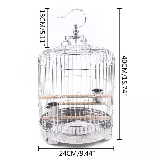 Stainless Steel Bird Cage Parrot Travel Carrier Hanging Cage Bird Perch Durable