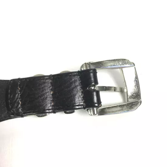 Johnston Murphy Men 40 Belt Black Leather Dress Silver Tone Tip Buckle Medallion