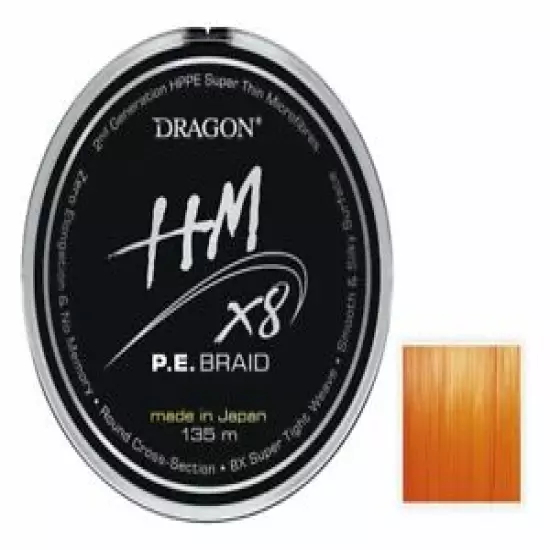 Dragon HM X8 P.E. Braid Fluo Orange 135m 0.06-0.22mm Braided Line 