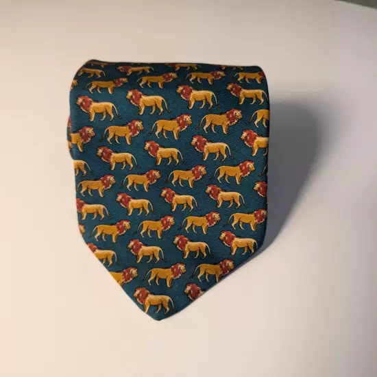 Brooks Brothers Tie Silk Necktie Green Lion Pattern