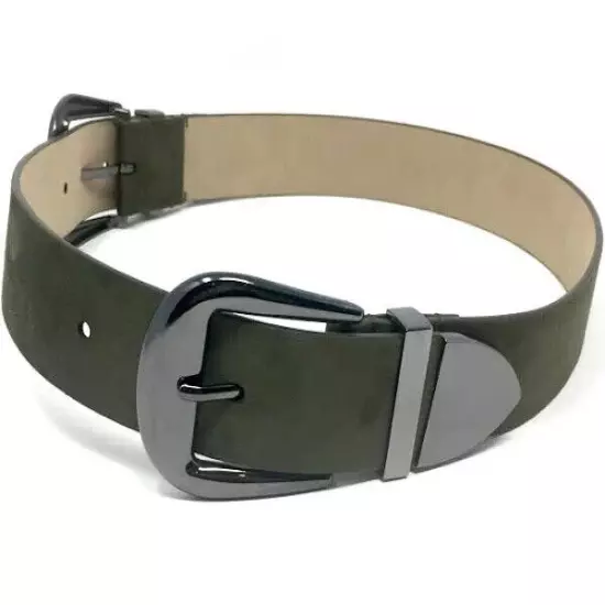 INC International Concepts Womens Belt Double Buckle Olive Green Size Medium NEW