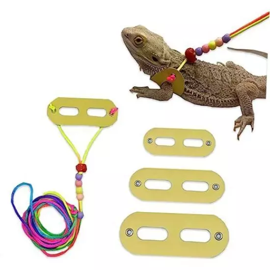 3 Packs Bearded Dragon Harness and Leash Adjustable(S,M,L) - Soft Yellow