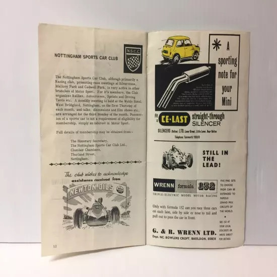 1963 Silverstone Nottingham Sports Car Club Program Sabre Six by Reliant Racing