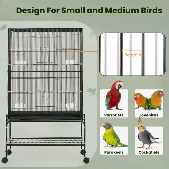 53 Large Bird Cage Budgie Parakeets Cockatiels Conures Lovebirds Parrots Rolling