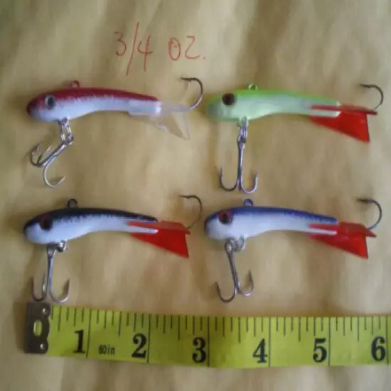 10 PCS MINNOW JIGGING/CASTING FISHING LURE BAIT/ICE FISHING 3/4 OZ CHARTREUSE/WH