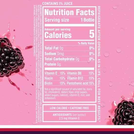 , Black Raspberry Sparkling Water, Zero Sugar Flavored Water, with Vitamins and 