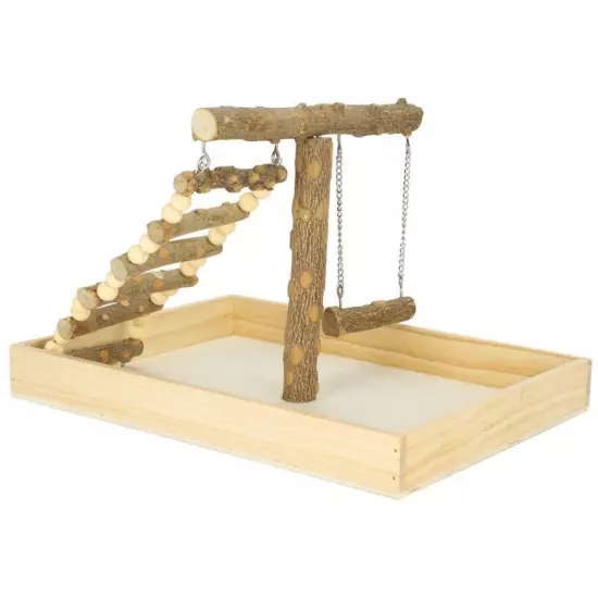 Natural Wood Bird Perch Stand Play Training Rack for Small Birds Activities