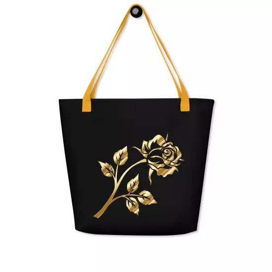 Goldd Rose All-Over Print Large Tote Bag Floral 