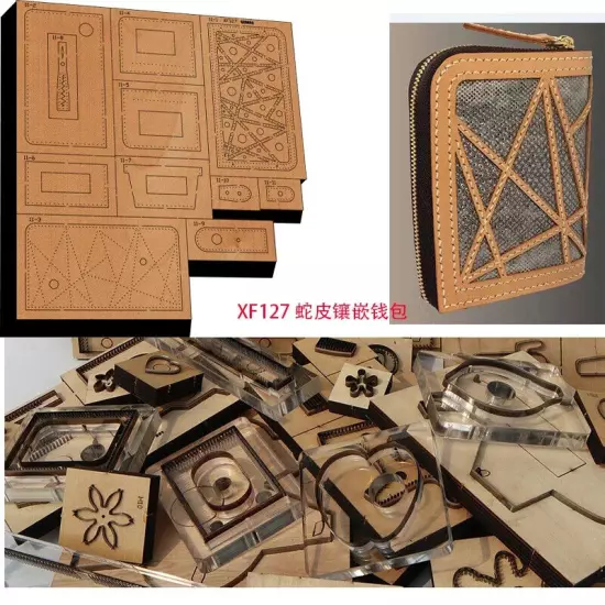 Handmade Wooden Die Grid Short Wallet Wallet Leather Craft Leather Craft Tools