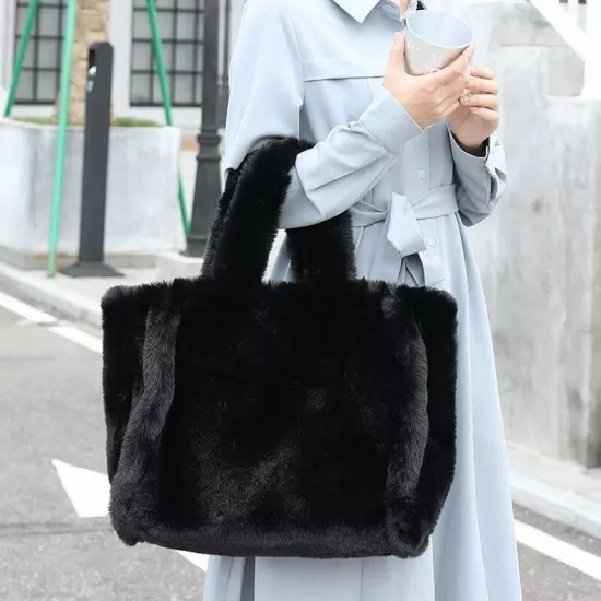 Tote Bag Faux Fur Women Handbags Lady Hand Bags Soft Plush Bag Warm