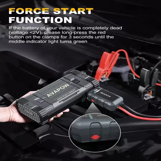 Car Jump Starter, 4000A Peak Battery (For All Gas or up to 10L Diesel), Portable