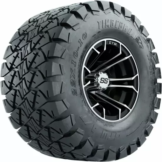 Set of 4 GTW 10" Spyder Machined/Black Wheels & 22" Timberwolf All Terrain Tires