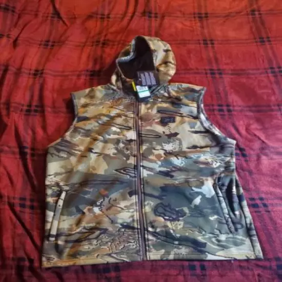 Under Armour Men's Rut Fleece Vest Hoodie Forest Camo 1356288-988 SZ L 