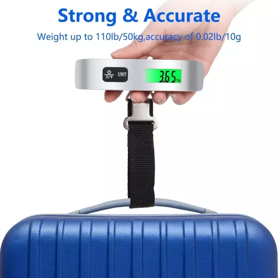 Luggage Scale 35kg 80lb Suitcase Travel Fishing Compact Weighing 1M Tape Measur