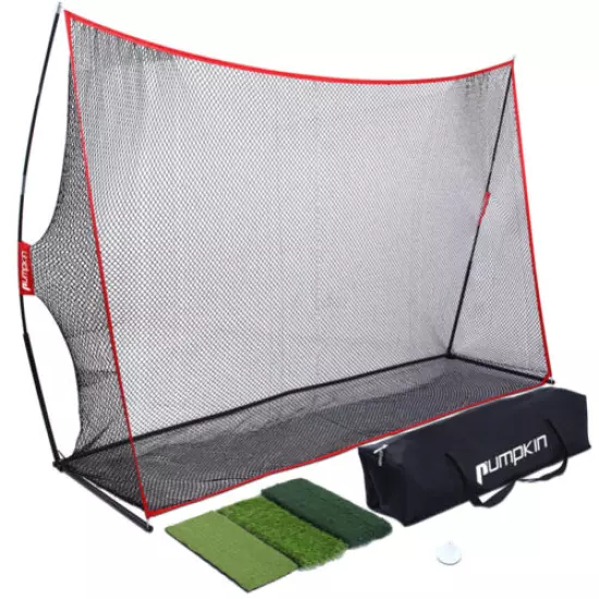 10' X 7' Golf Net Set Hitting Nets Training Aid Netting W/ Tee, Mat & Carry Bag