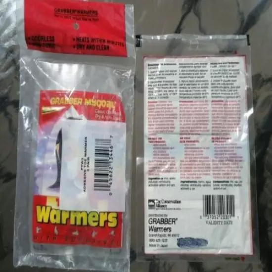 LOT 1 PAIR OF GRABBER HAND WARMERS AND 3 PAIR OF GRABBER TOE WARMERS