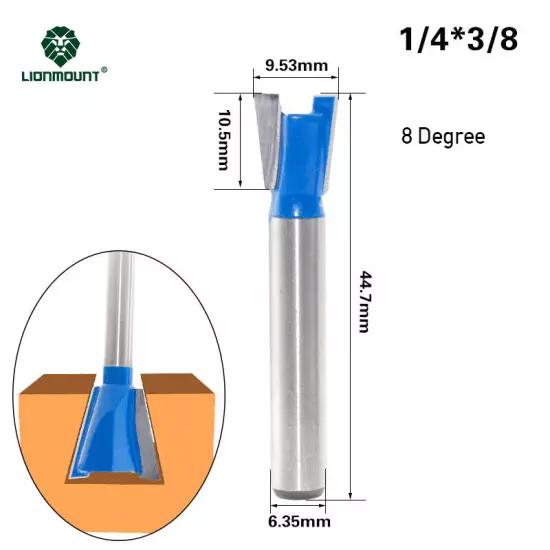 1/4" 12mm 1/2" Shank Dovetail Router Bit Set 1PC/6PCS 8 Degree 14 Degree