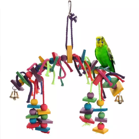 Bird Toy for Parrot Parakeets Budgies Cage Chew Play Wooden Block