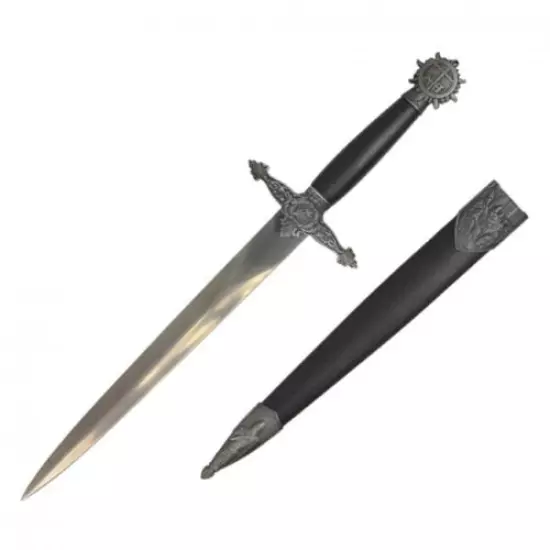 Medieval Dagger | 15.5" Overall Knights Templar Knife Costume Prop + Scabbard