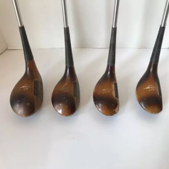 Vtg Persimmon MacGregor MT Tourney OW2A Woods 1, 3, 4, 5 Golf Clubs Steel Shafts