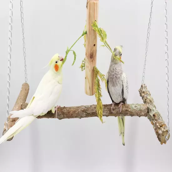 Large Bird Perch Swing Toy, Natural Pepper Wood Parrot Perch Stand Toy