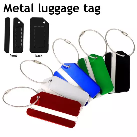 Travel Aluminium Plane Luggage Tags Suitcase Label Name Address ID Baggage Tag ^