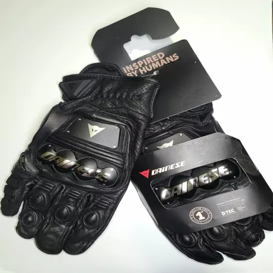 Dainese 4 Stroke 2 Leather Armored Metal Knuckle Motocycle Gloves Blk L NEW Read