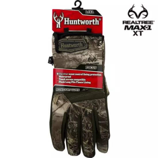  Hunting Gloves Men's L/XL Huntworth "Focus" Midweight Camo Realtree MAX-1 XT