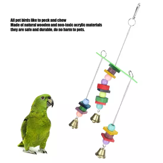 Pet Bird Swing Chew Toy Hanging Cage Multicolored Acrylic Wooden For Small M AD5