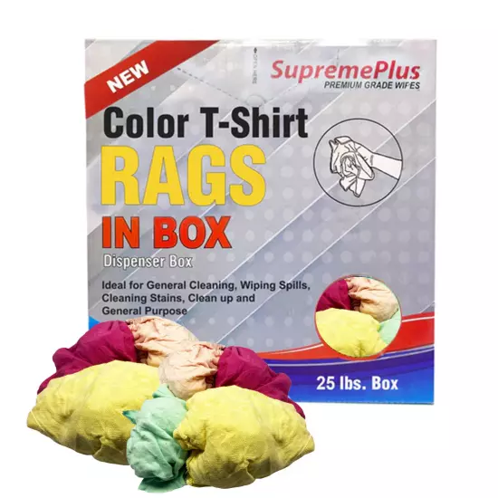 New Color Knit T-Shirt Cotton Cleaning Cloths Rags - 25 lbs. Compressed Box