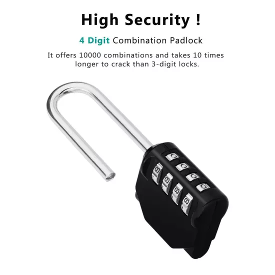 Padlock 2 Pack, 2.2 Inch Long Shackle Combination Lock, 4 Digit Outdoor Water...