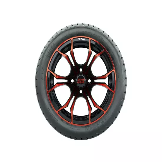 Set of 4 GTW 14" Spyder Red/Black Golf Cart Wheels on 19" Mamba Street Tires