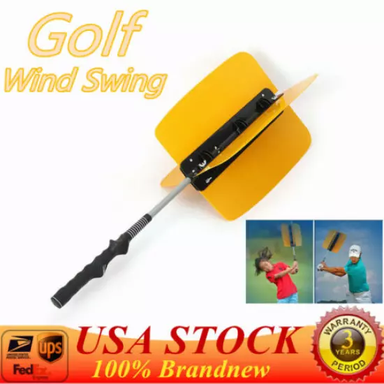 Professional Golf Trainer Practice Club Pinwheel Training Power Fan Swing Aid US