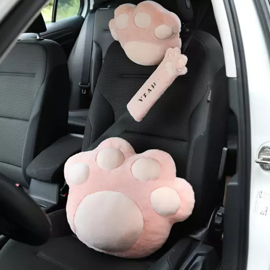 Cute Universal Plush Neck Pillow Comfort Car Headrests Cat Claw Women Cushion~Ð